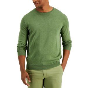 Alfani Men’s Regular Fit Crew Neck Alpha-tech Sweater Solid Green Size XL $70
